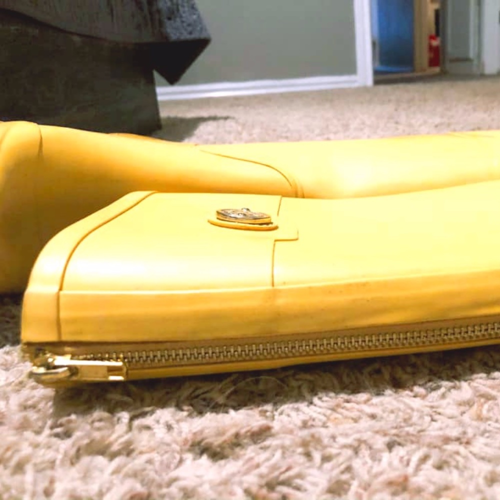 Yellow rain boots